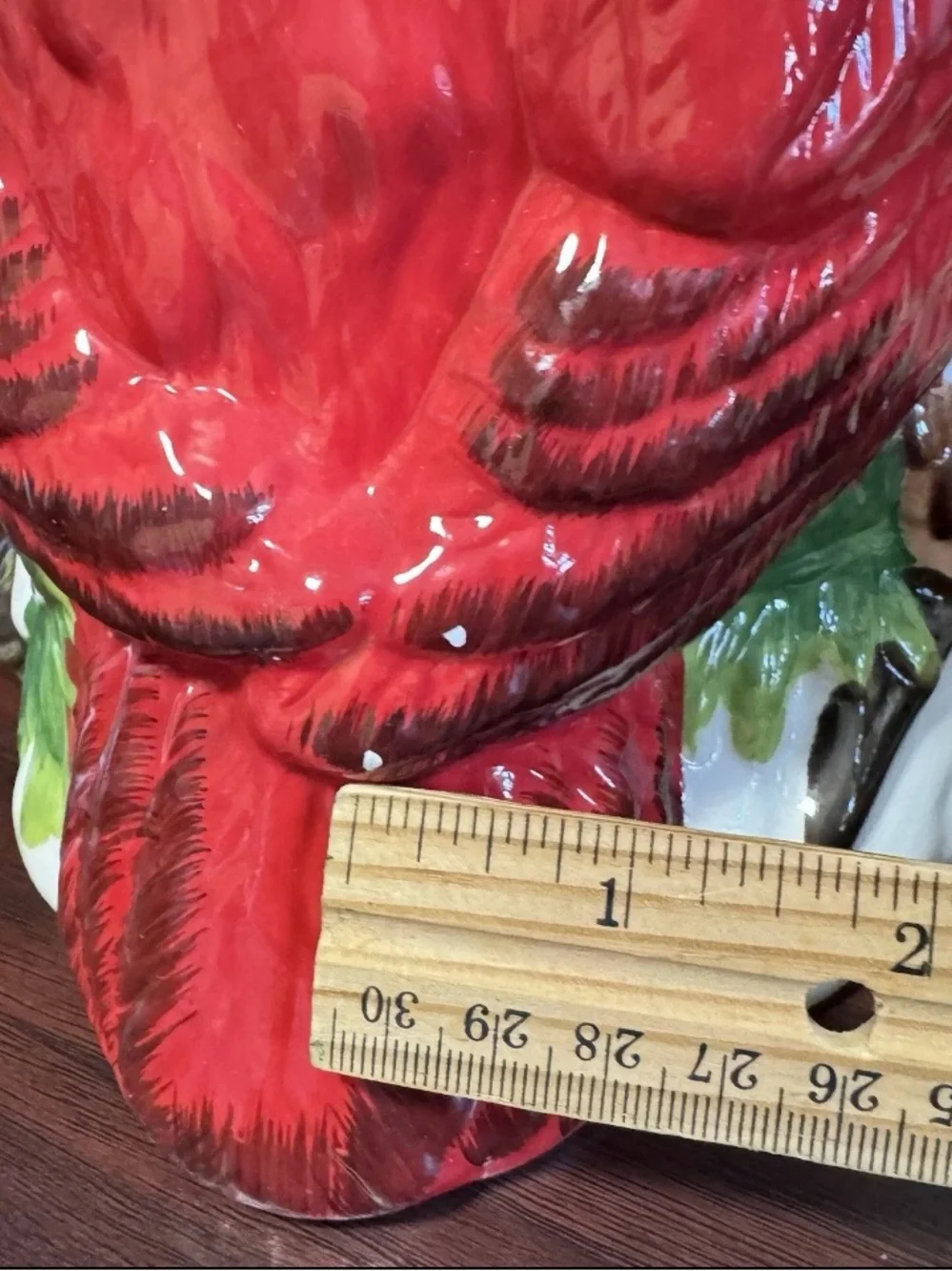 Vintage Hand Painted Mercuries Ceramic Red Cardinal Cookie Jar/Canister